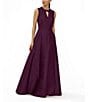 Kay Unger Gabriella Textured Jacquard Keyhole Neckline A-Line Gown, Color:Mulberry - Image 3