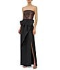 Kay Unger Jacquard Top Solid Bottom Bow Gown, Color:Carbon Multi - Image 4