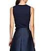 Color:Dark Navy - Image 2 - Kathryn Knit Floral Embroidered Crew Neck Sleeveless Top