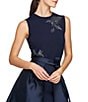 Kay Unger Kathryn Knit Floral Embroidered Crew Neck Sleeveless Top, Color:Dark Navy - Image 3