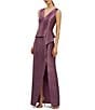 Kay Unger Octavia Metallic Peplum V-Neck Ruffle Column Gown, Color:Muted Purple - Image 3