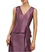 Kay Unger Octavia Metallic Peplum V-Neck Ruffle Column Gown, Color:Muted Purple - Image 4