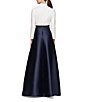 Kay Unger Phoebe Long Sleeve Collar A Line Gown, Color:White/Twilight - Image 2
