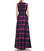 Color:Cerise/Navy - Image 5 - Plaid Print Sleeveless Pleated A-Line Gown