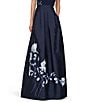 Color:Dark Navy - Image 1 - Rosa Mikado Floral Print High Rise Pleated Gown Skirt