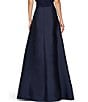Color:Dark Navy - Image 2 - Rosa Mikado Floral Print High Rise Pleated Gown Skirt