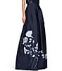 Color:Dark Navy - Image 3 - Rosa Mikado Floral Print High Rise Pleated Gown Skirt
