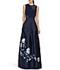 Color:Dark Navy - Image 6 - Rosa Mikado Floral Print High Rise Pleated Gown Skirt