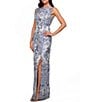 Kay Unger Sleeveless Jacquard Column Gown - Image 3