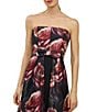 Kay Unger Strapless Bow Metallic Organza Floral Detail A-Line Gown, Color:Black Multi - Image 4