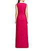 Kay Unger Stretch Crepe Chiffon Crew Neck Sleeveless Pleated A-Line Gown, Color:Sangria - Image 2