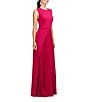 Kay Unger Stretch Crepe Chiffon Crew Neck Sleeveless Pleated A-Line Gown, Color:Sangria - Image 3