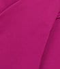 Color:Vivid Berry - Image 5 - Stretch Crepe Crew Neck 3/4 Sleeve Draped Waist Front Slit Knee Length Sheath Dress