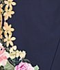 Color:Dark Navy - Image 5 - Stretch Crepe Floral Border Print One Shoulder Sleeveless Gown