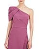 Color:Tulipwood - Image 5 - Stretch Crepe One Shoulder Draped Sleeve Midi Sheath Dress