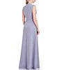 Color:Cornflower - Image 2 - Stretch Crepe Pleated V-Neck Sleeveless A Line Gown