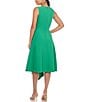 Color:Kelly Green - Image 2 - Stretch Crew Neck Sleeveless Fit and Flare Asymmetrical Hem Midi Dress