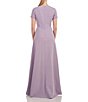 Color:Lavender - Image 2 - Stretch Surplice V-Neck Short Sleeve Walk Thru Jumpsuit Gown