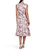 Color:Soft Blush - Image 2 - Verity Floral Jacquard Jewel Neck Sleeveless Belted Midi Dress