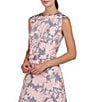 Color:Soft Blush - Image 3 - Verity Floral Jacquard Jewel Neck Sleeveless Belted Midi Dress