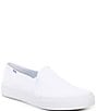 Color:White - Image 1 - Double Decker Canvas Slip-On Sneakers