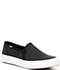 Color:Black - Image 1 - Double Decker Leather Slip On Sneakers
