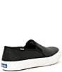 Color:Black - Image 2 - Double Decker Leather Slip On Sneakers