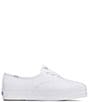 Color:White - Image 2 - Point Lace Up Leather Platform Sneakers
