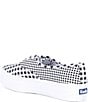 Color:Black - Image 3 - Point Gingham Print Lace Up Sneakers