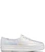 Color:White - Image 2 - Point Pearlized Lace Up Platform Sneakers