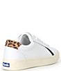 Color:White - Image 2 - Pursuit Leather Leopard Print Heel Detail Sneakers