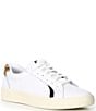 Color:White - Image 1 - Pursuit Leather Leopard Print Heel Detail Sneakers