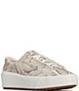 Color:Light Beige - Image 1 - Remi Snake Print Leather Hidden Wedge Sneakers