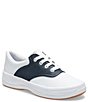 Color:White/Navy - Image 1 - Girls' School Days II Leather Lace-Up Sneakers (Toddler)