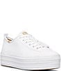 Color:White - Image 1 - Triple Up Leather Platform Sneakers