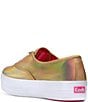 Color:Gold - Image 3 - x Barbie Pointed Toe Leather Iridescent Platform Sneakers