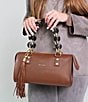 Color:Cognac - Image 6 - Medium Soho Gold Chain Satchel Bag