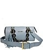 Color:Sky Blue - Image 1 - Medium Soho Chain Sky Blue Pebbled Calfskin Leather Satchel Bag