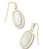 Color:Gold/Ivory Mother Of Pearl - Image 1 - 14K Dani Enamel Gold Framed Drop Earrings