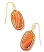 Color:Gold/Orange Banded Agate - Image 1 - 14K Dani Enamel Gold Framed Drop Earrings
