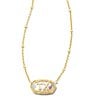 Color:Gold/Ivory Mother Of Pearl - Image 1 - 14K Elisa Texas Gold Short Pendant State Necklace