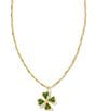 Color:Green Crystal - Image 1 - Clover Crystal Gold Short Pendant Necklace