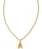 Color:A - Image 1 - Crystal Initial Gold Short Pendant Necklace