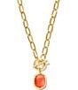 Color:Coral Pink - Image 1 - Daphne Gold Link and Chain Necklace