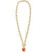 Color:Coral Pink - Image 2 - Daphne Gold Link and Chain Necklace