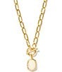 Color:Ivory Mother - Image 1 - Daphne Gold Link and Chain Necklace