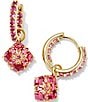 Color:Gold Pink Mix - Image 1 - 14K Gold Dira Crystal Huggie Hoop Earrings