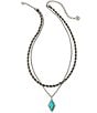 Kendra Scott Adeline Scallop Frame Short Multi Strand Necklace, Color:Vintage Silver Variegated Turquoise - Image 2