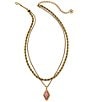 Kendra Scott Adeline Scallop Frame Short Multi Strand Necklace, Color:Vintage Gold Blush Pink Quartz - Image 2