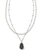 Color:Rhodium Platinum Drusy - Image 1 - Alexandria Short Multi Strand Drusy Necklace